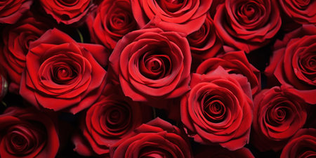 Close up of red roses for background.の素材