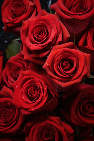 Close up of red roses for background.の素材