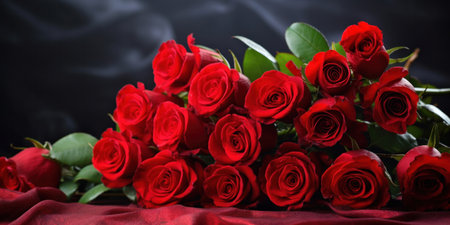 Red roses bouquet on the table.の素材