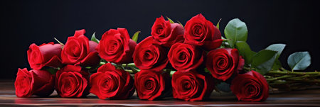 Red roses bouquet on the table.の素材