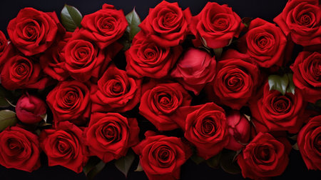 Top view of beautiful red roses.の素材
