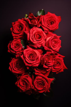 Top view of beautiful red roses.の素材