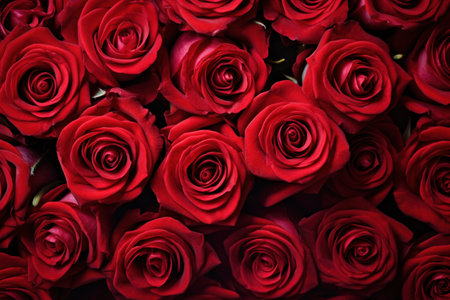 Top view of beautiful red roses.の素材