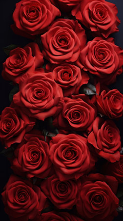 Top view of beautiful red roses.の素材