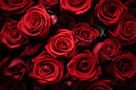 Top view of beautiful red roses.の素材
