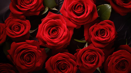 Top view of beautiful red roses.の素材