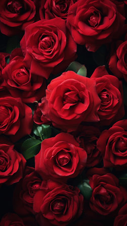 Top view of beautiful red roses.の素材