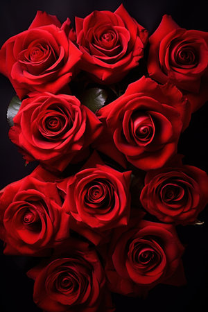 Top view of beautiful red roses.の素材