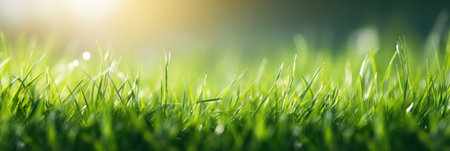 Green grass and sunlight for banner background.の素材