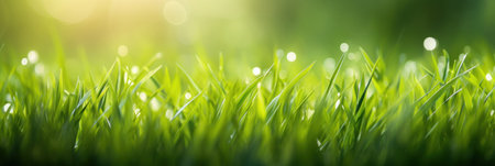 Green grass and sunlight for banner background.の素材