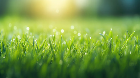 Green grass and sunlight for banner background.の素材