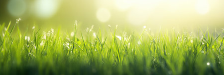 Green grass and sunlight for banner background.の素材