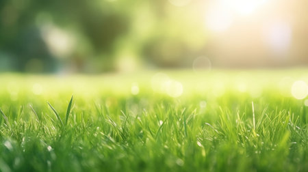 Green grass and sunlight for banner background.の素材