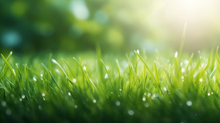 Green grass and sunlight for banner background.の素材