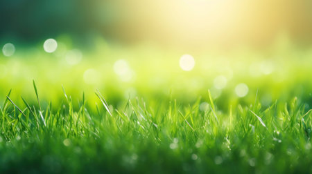 Green grass and sunlight for banner background.の素材