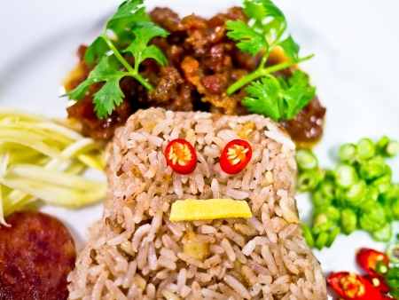 Rice with shrimp paste Thailand foodの写真素材