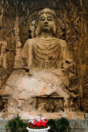 Maximal buddha statue in Longmen Grottoes  The Longmen Grottoes with Buddhaの写真素材