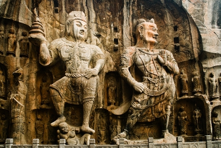 Maximal buddha statue in Longmen Grottoes  The Longmen Grottoes with Buddhaの写真素材
