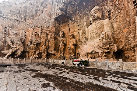 Maximal buddha statue in Longmen Grottoes  The Longmen Grottoes with Buddhaの写真素材