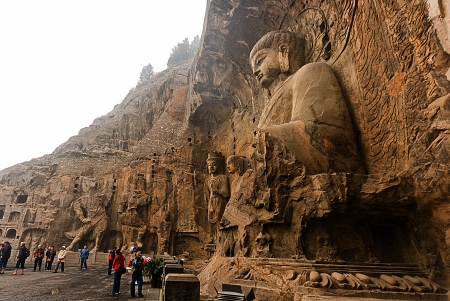 Maximal buddha statue in Longmen Grottoes  The Longmen Grottoes with Buddhaの写真素材