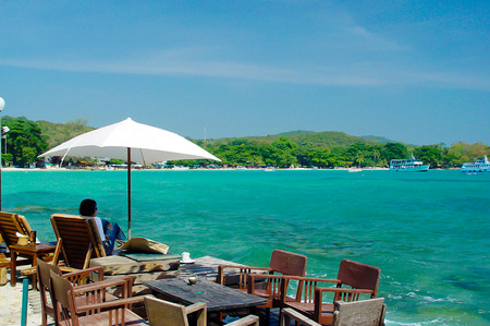 Beach chair at sunny coast Koh Samet Thailand Landの写真素材