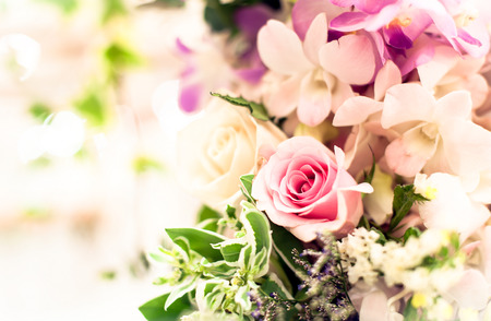 Beautiful roses background Bouquet roses in various colorsの写真素材