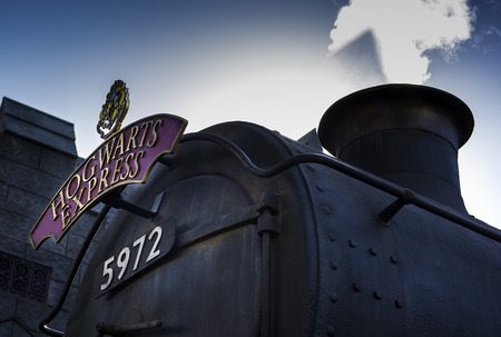 UNIVERSAL CITY, CA, USA December 26: the Hogwarts Express Train at Wizardly World of Harry Potter at Islands of Adventure, Universal Studios in Hollywood, CA, USA December 26, 2016のeditorial素材