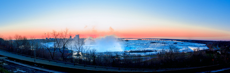 panorama of Niagara Falls on a beautiful morningの写真素材