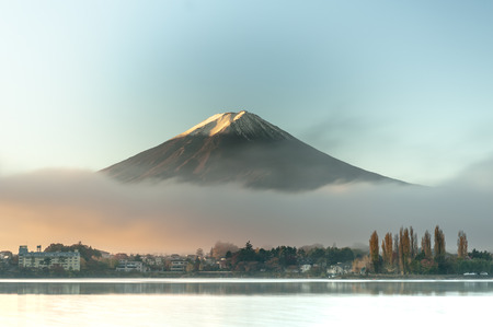 Mt Fuji in on the lake kawaguchikoの写真素材