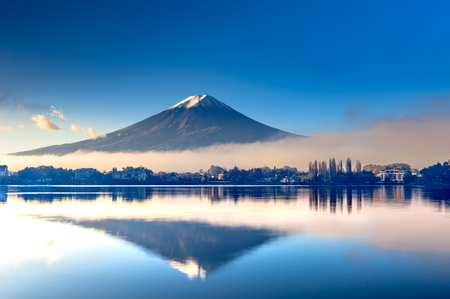 Mt Fuji in on the lake kawaguchikoの写真素材