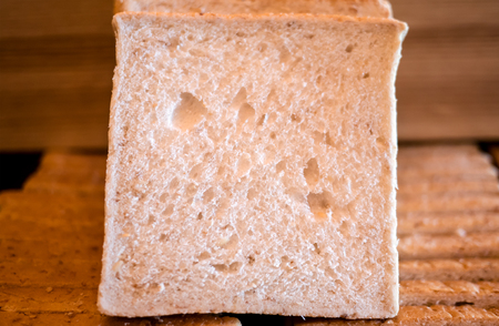 Closeup pile of wheat bread for breakfast