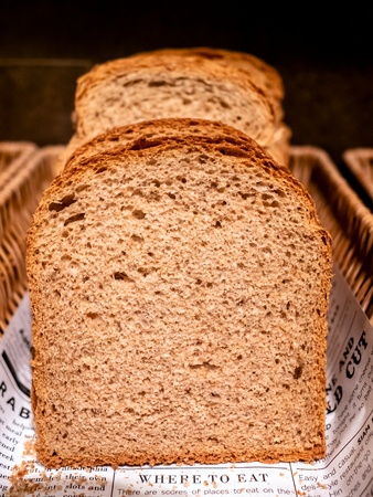 Closeup pile of wheat bread  for breakfast
