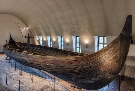 OSLO,NORWAY,October 19, 2019: Interior of the Viking ship museum in Oslo,Norwayのeditorial素材
