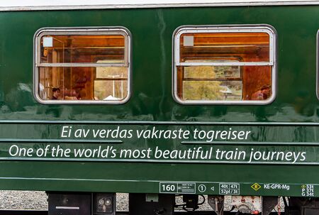 Myrdal, Norway -  19 OCTOBER 2019: The Flam Railway (Flamsbana) is one of the most beautiful train journeys in the world and is one of the leading tourist attractions in Norway.のeditorial素材