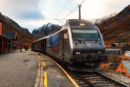 Myrdal, Norway -  19 OCTOBER 2019: The Flam Railway (Flamsbana) is one of the most beautiful train journeys in the world and is one of the leading tourist attractions in Norway.のeditorial素材