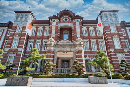 TOKYO, JAPAN - January 13, 2020 : Tokyo Station in Tokyo, Japan. Open in 1914, a major a railway station near the Imperial Palace grounds and Ginza commercial districtのeditorial素材