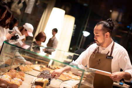 Tokyo / Japan - JANUARY 13, 2020: The Starbucks Reserve Roastery in Tokyo. The biggest Starbucks in the world fifth Starbucks Reserve Roastery locationのeditorial素材