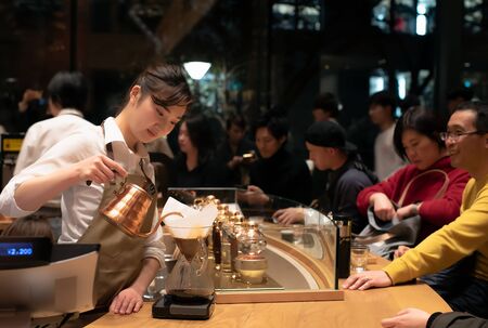 Tokyo / Japan - JANUARY 13, 2020: The Starbucks Reserve Roastery in Tokyo. The biggest Starbucks in the world fifth Starbucks Reserve Roastery locationのeditorial素材