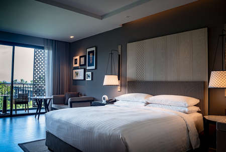 Hua Hin, THAILAND - September 21 : Deluxe Sea View Guest roominterior of Hua Hin Marriott Resort & Spa on 21 September, 2018 in Hua Hin , Thailand.のeditorial素材