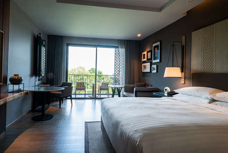 Hua Hin, THAILAND - September 21 : Deluxe Sea View Guest roominterior of Hua Hin Marriott Resort & Spa on 21 September, 2018 in Hua Hin , Thailand.のeditorial素材