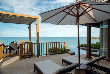 Koh Samui, THAILAND - June 18 : ULTIMATE POOL VILLA roominterior of Koh Samui, The Ritz-Carlton Koh Samui on 18 June, 2020 in Koh Samui, Surat Thani, Thailand.のeditorial素材