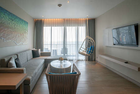 Pattaya, THAILAND - November 23 : 1 Bedroom Suite room interior of  Renaissance Pattaya Resort & Spa on November 23 2018 in Pattaya, Thailand.のeditorial素材