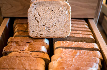 Fresh fragrant bread on the tableの写真素材
