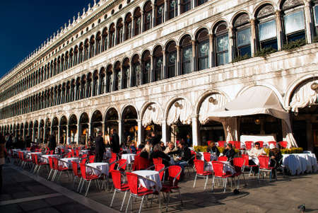 VENICE, ITALY - December 25, 2012: Piazza San Marco with the Basilica of Saint Mark and the bell tower of St Mark's Campanile (Campanile di San Marco) in Venice, Italy December 25, 2012のeditorial素材