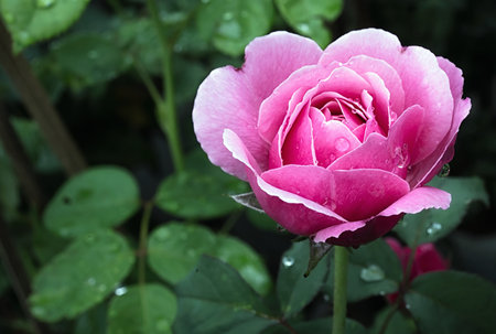 Pink rose flower with buds in roses garden.の写真素材