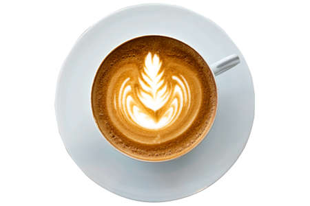 White cup of coffee isolatedの写真素材
