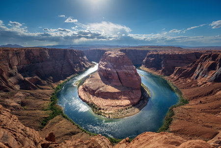 Horseshoe Bend is a famous meander on river Colorado near the town of Page. Arizona, USAの写真素材