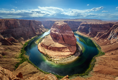 Horseshoe Bend is a famous meander on river Colorado near the town of Page. Arizona, USAの写真素材