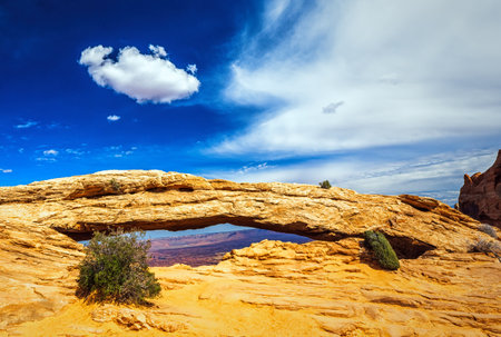 Famous Mesa Arch in Canyonlands National Park, Utah, United Statesの写真素材