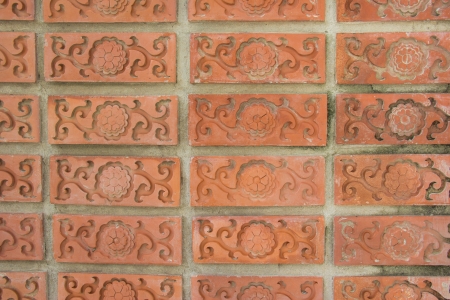 Brick wall pattern flowers ,thailand